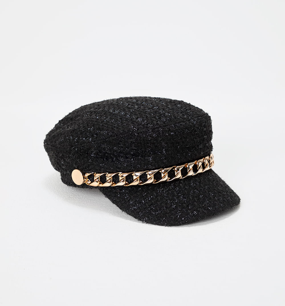 Sombrero Boina Tweed Con Cadena