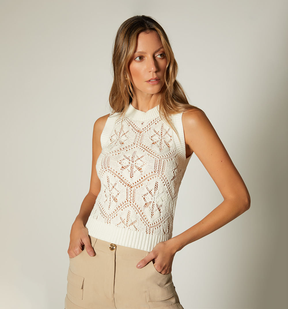 Tank Top En Tejido Tipo Crochet