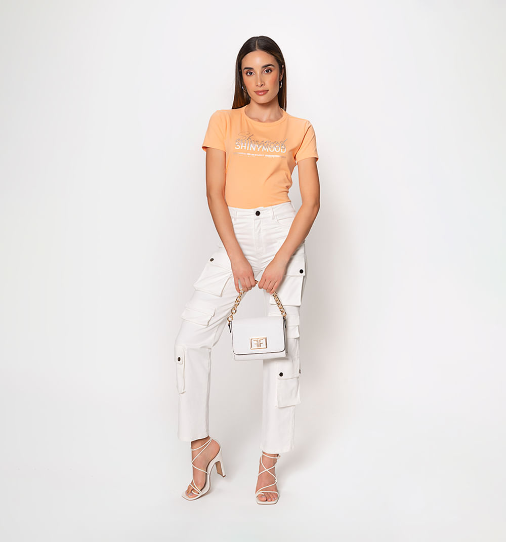 Camiseta Con Cinta De Perlas En Mangas