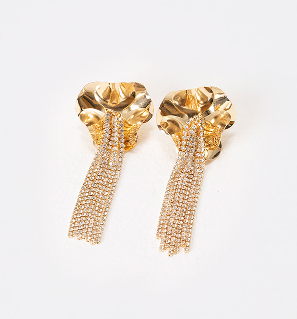 Aretes Flor Martillada  Y Cristales