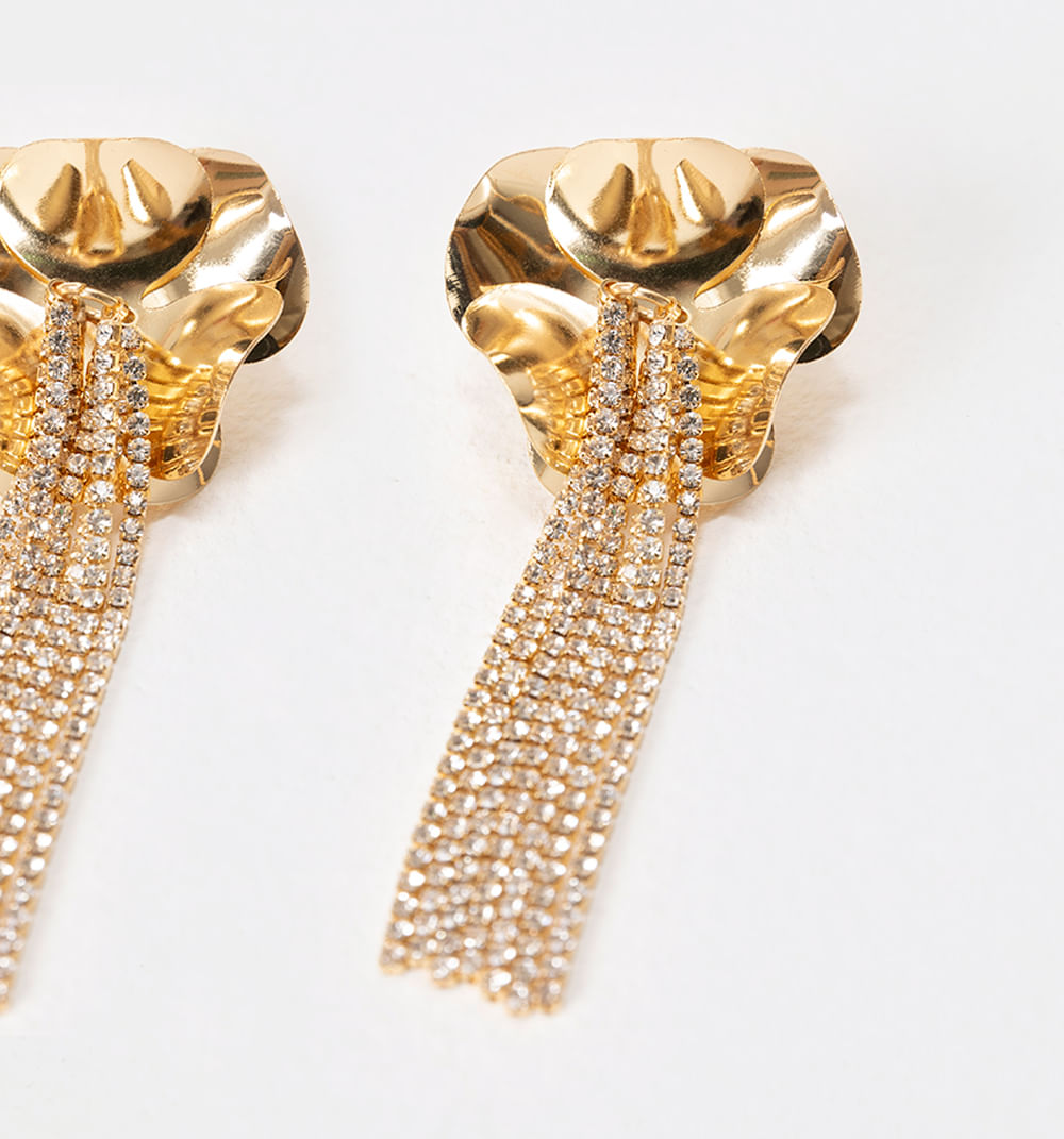 Aretes Flor Martillada  Y Cristales