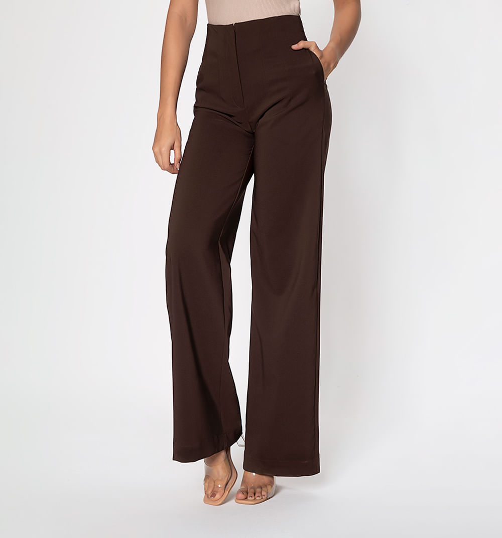 Pantalon Palazo Tiro Alto Con Prenses Y