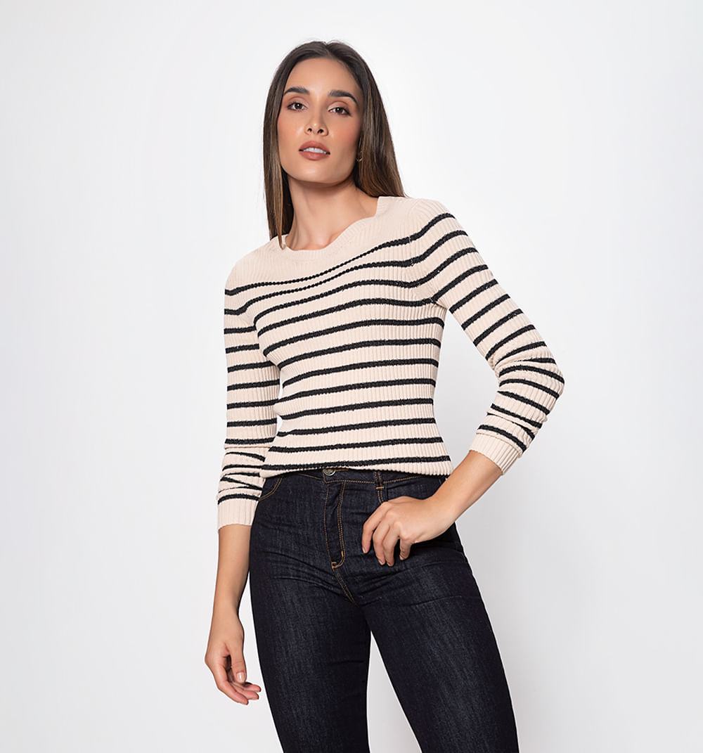 Sueter Tejido Rayas Con Lentejuelas