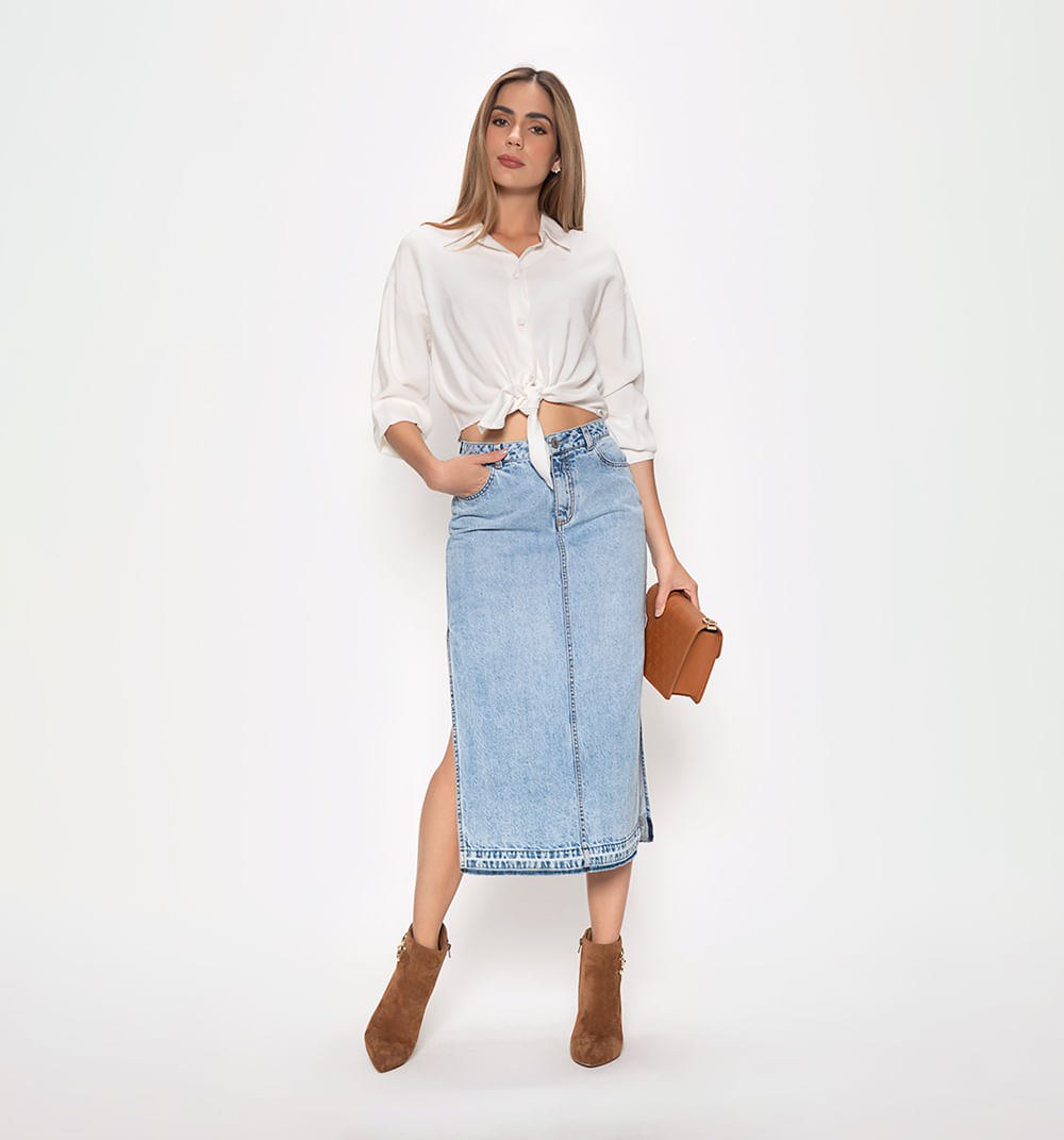 Falda Tres Cuartos Bolsillos