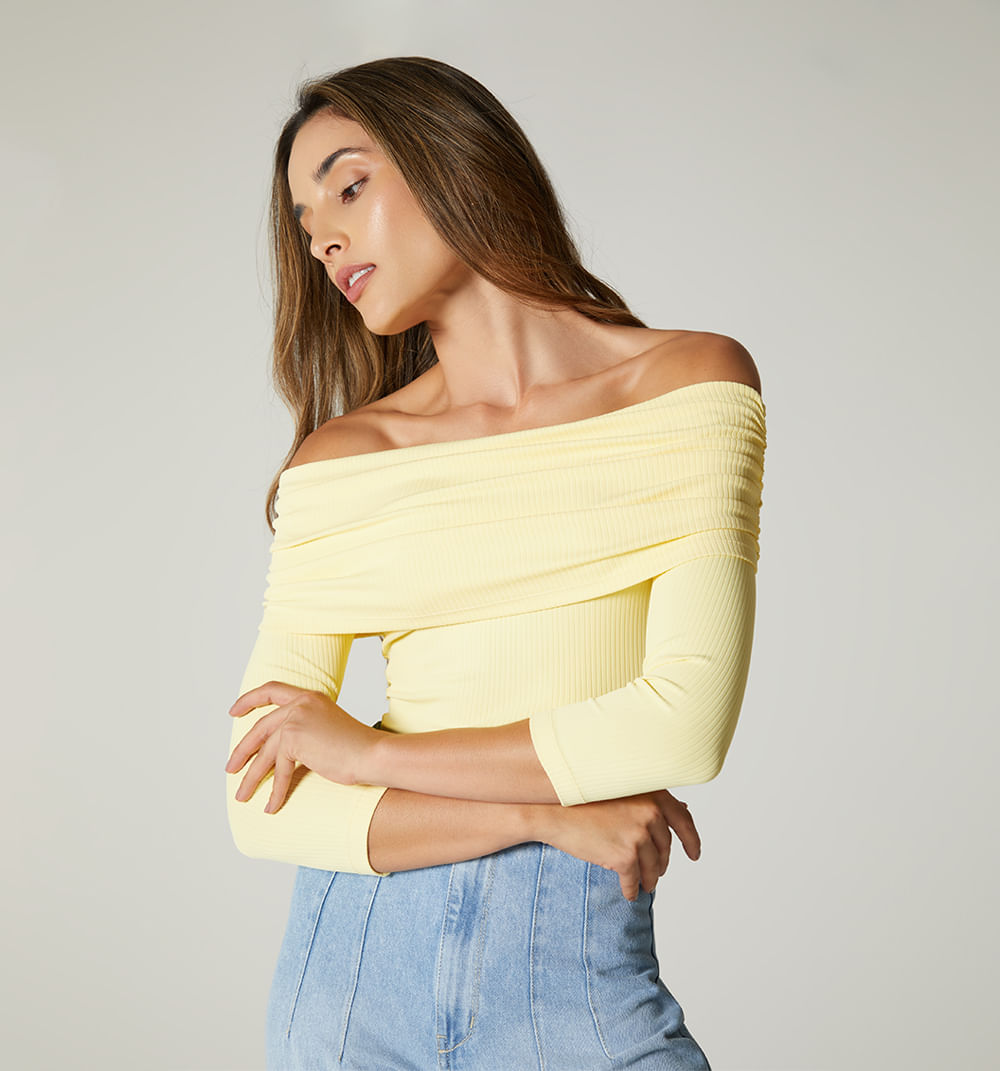 Blusa Manga 3/4 Escote Bandeja