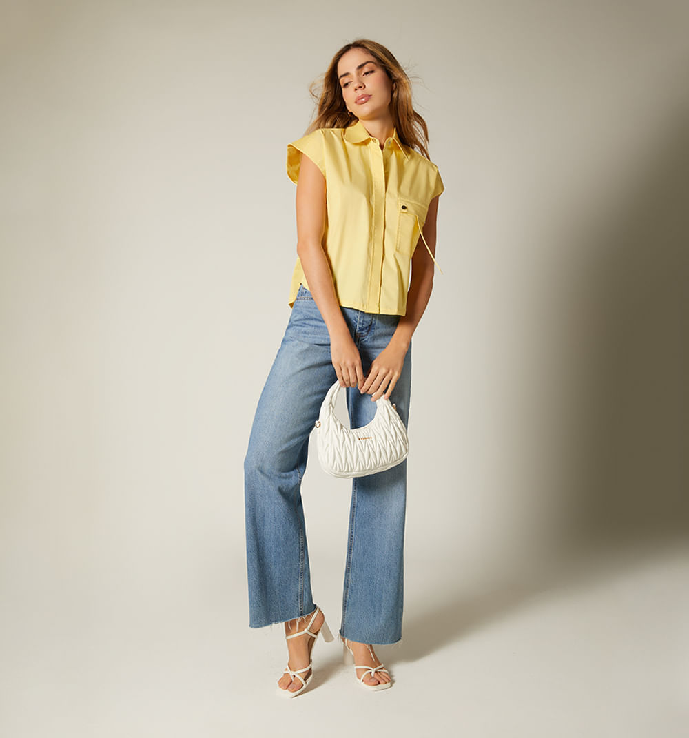 Crop Top Sisa Bolsillo Con Tapa