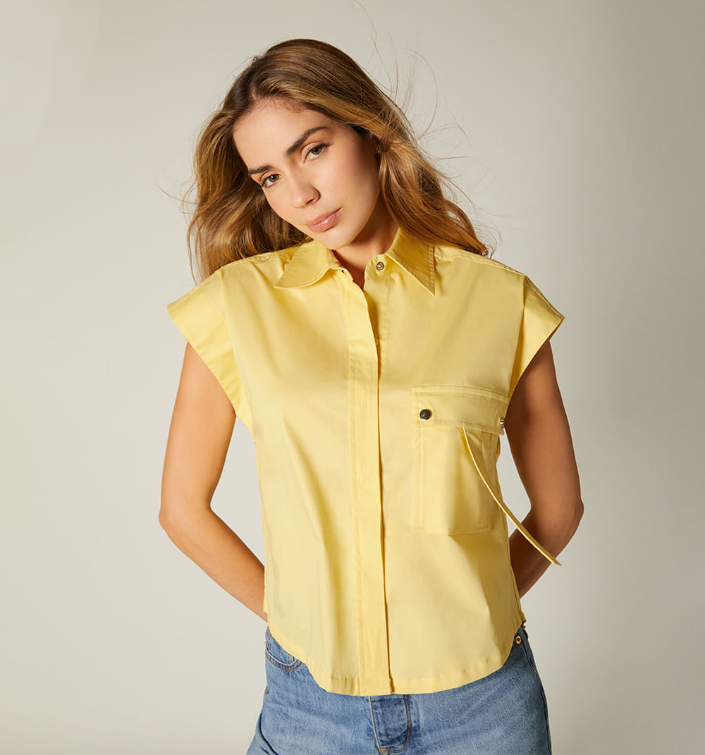 Crop Top Sisa Bolsillo Con Tapa