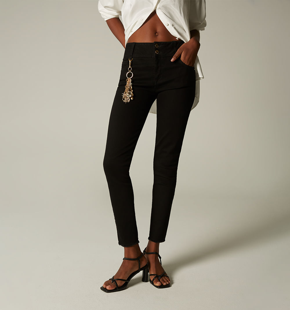 Jean  Skinny Tiro Medio,Cinco Bolsillos,