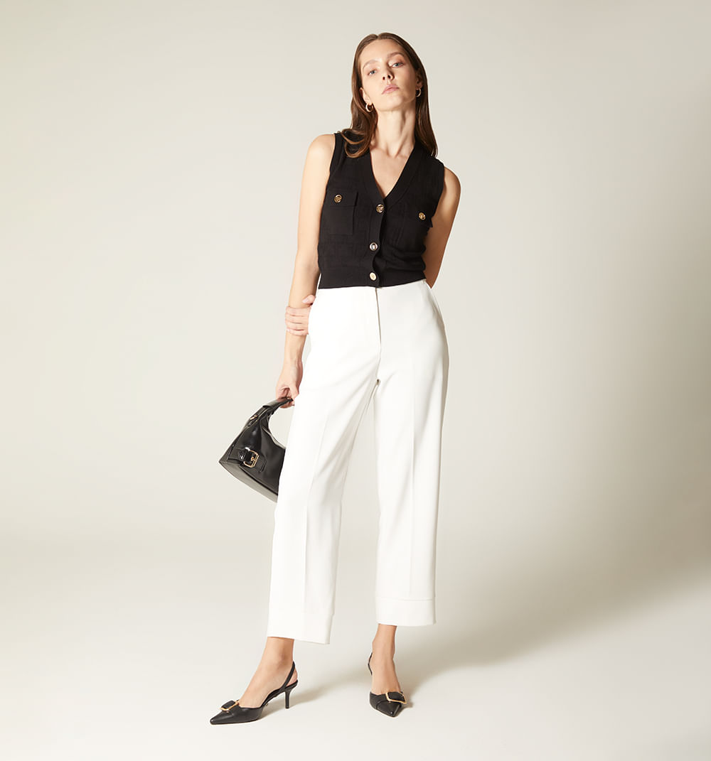 Chaleco Botones Decorativos En Cartera Y