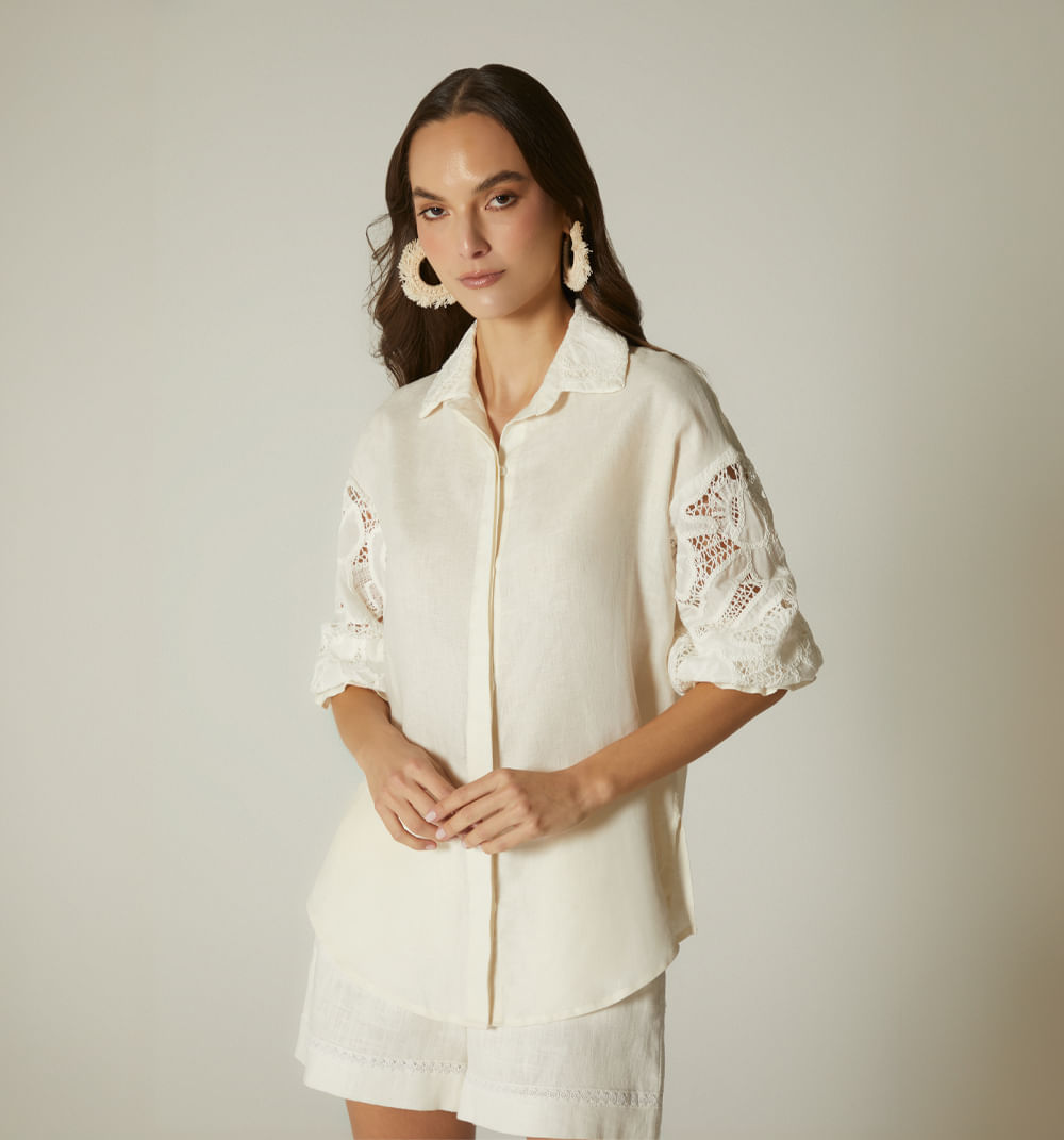Bluson Camisero Con Mangas En Combinacio