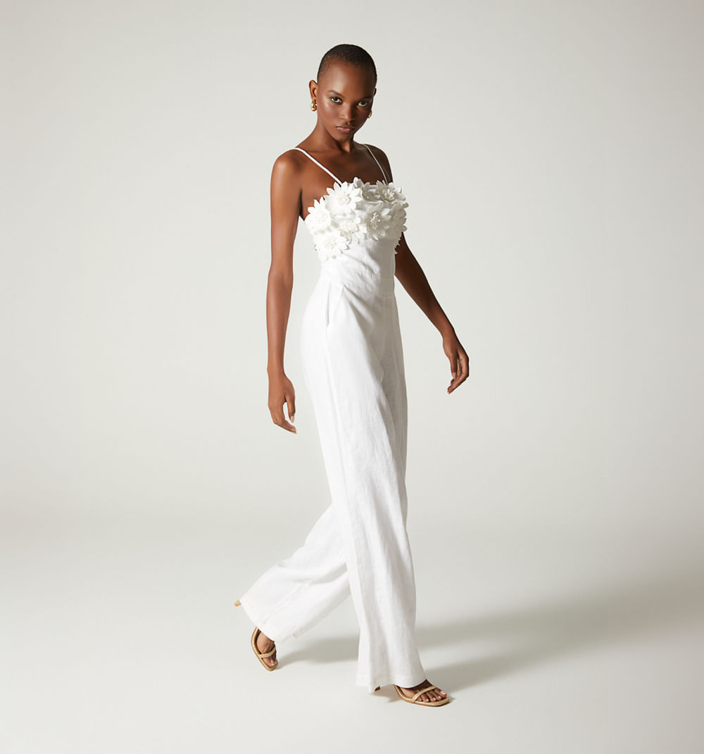 Enterizo Palazo Con Apliques Flores