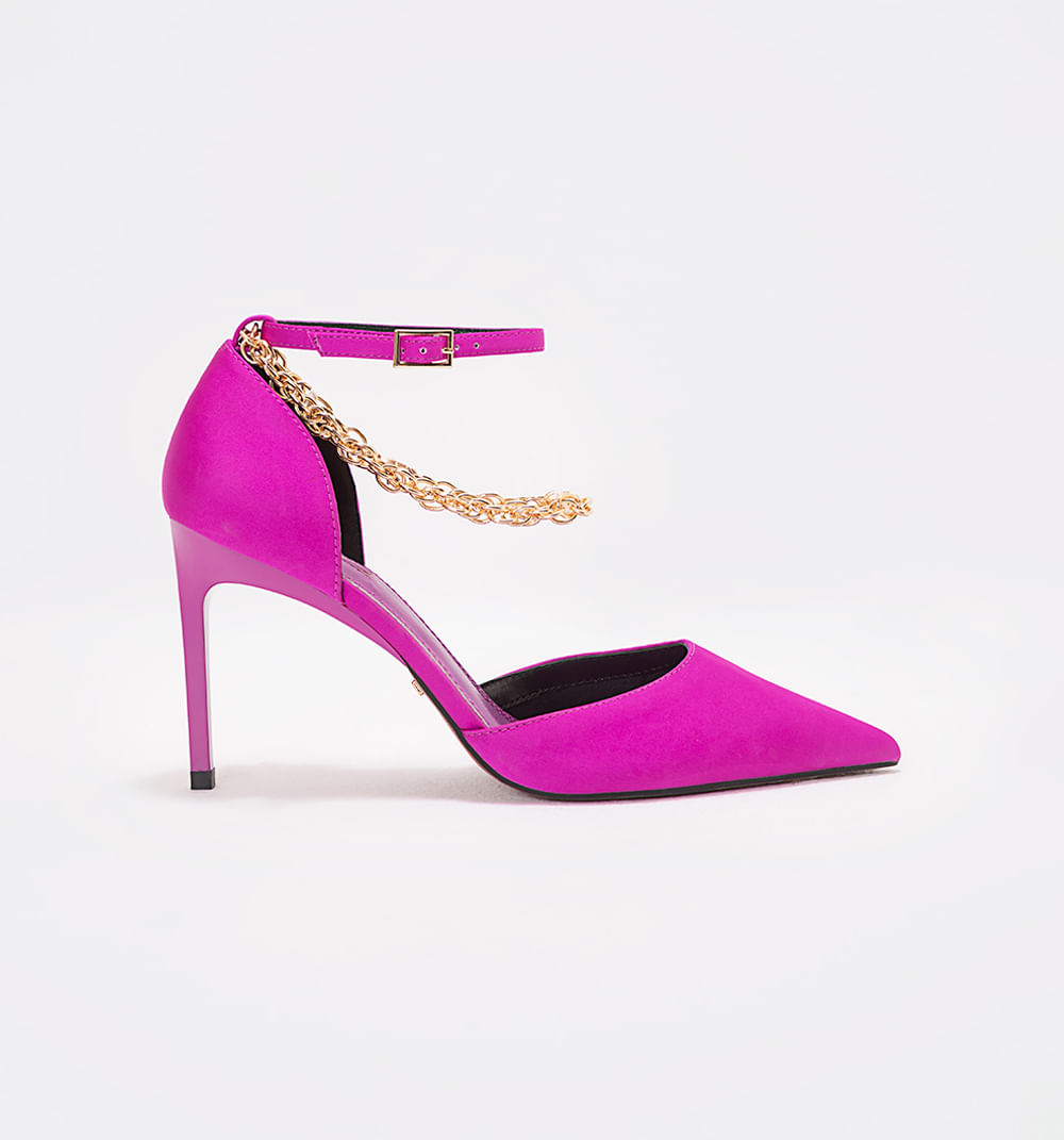 Stiletto En Satten Con Cadena Al Tobillo