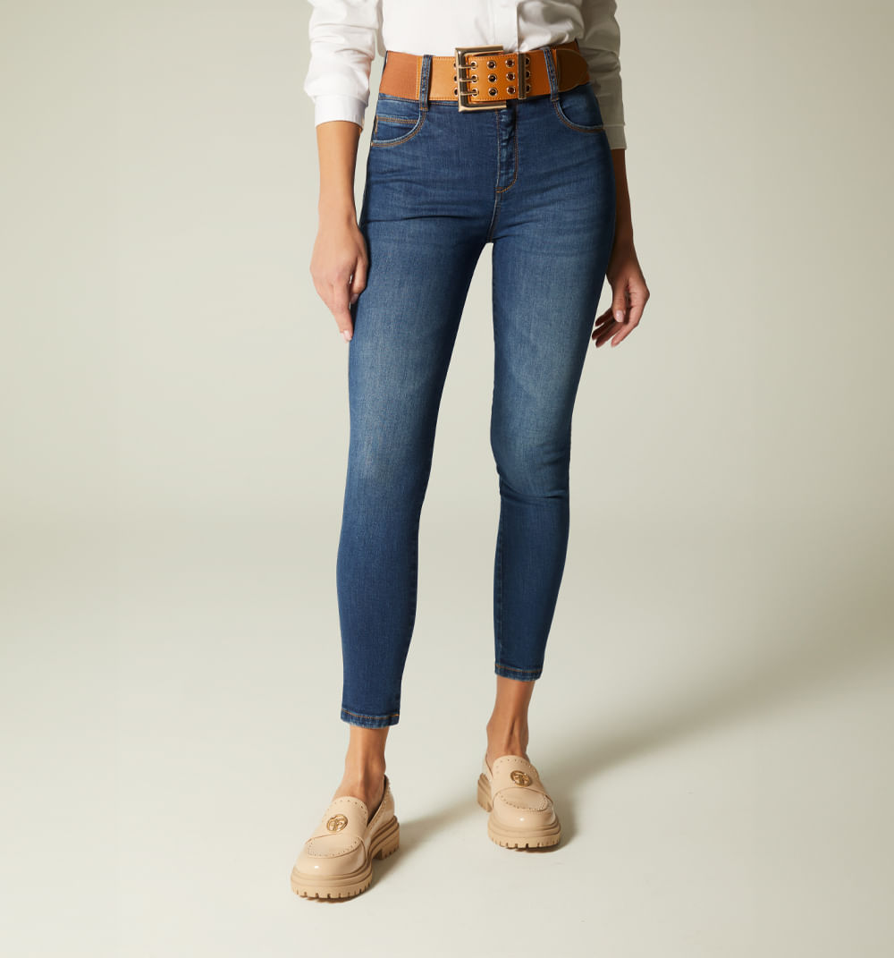 Jean Skinny Tiro Alto, Cinco Bolsillos,