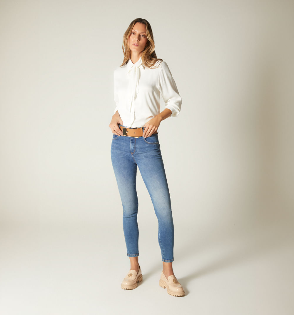 Jean Skinny Tiro Alto, Cinco Bolsillos,