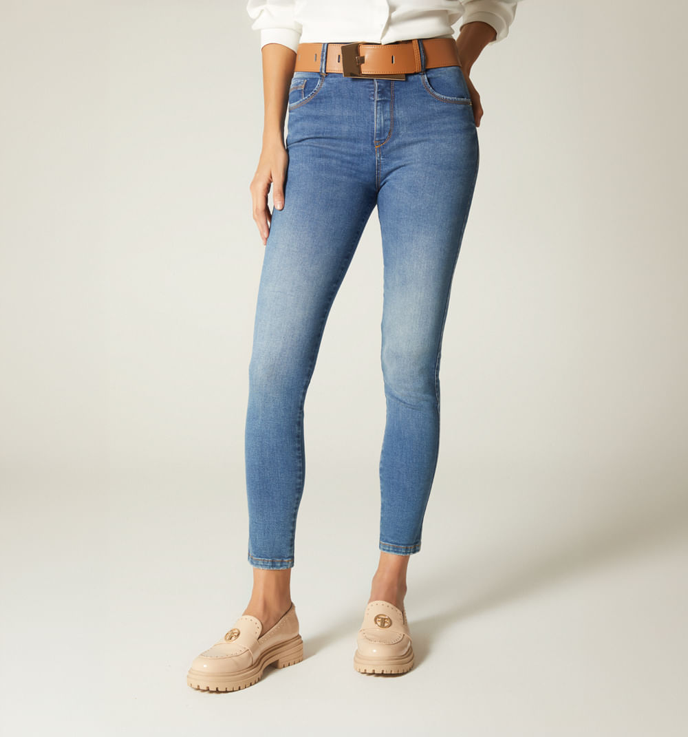 Jean Skinny Tiro Alto, Cinco Bolsillos,