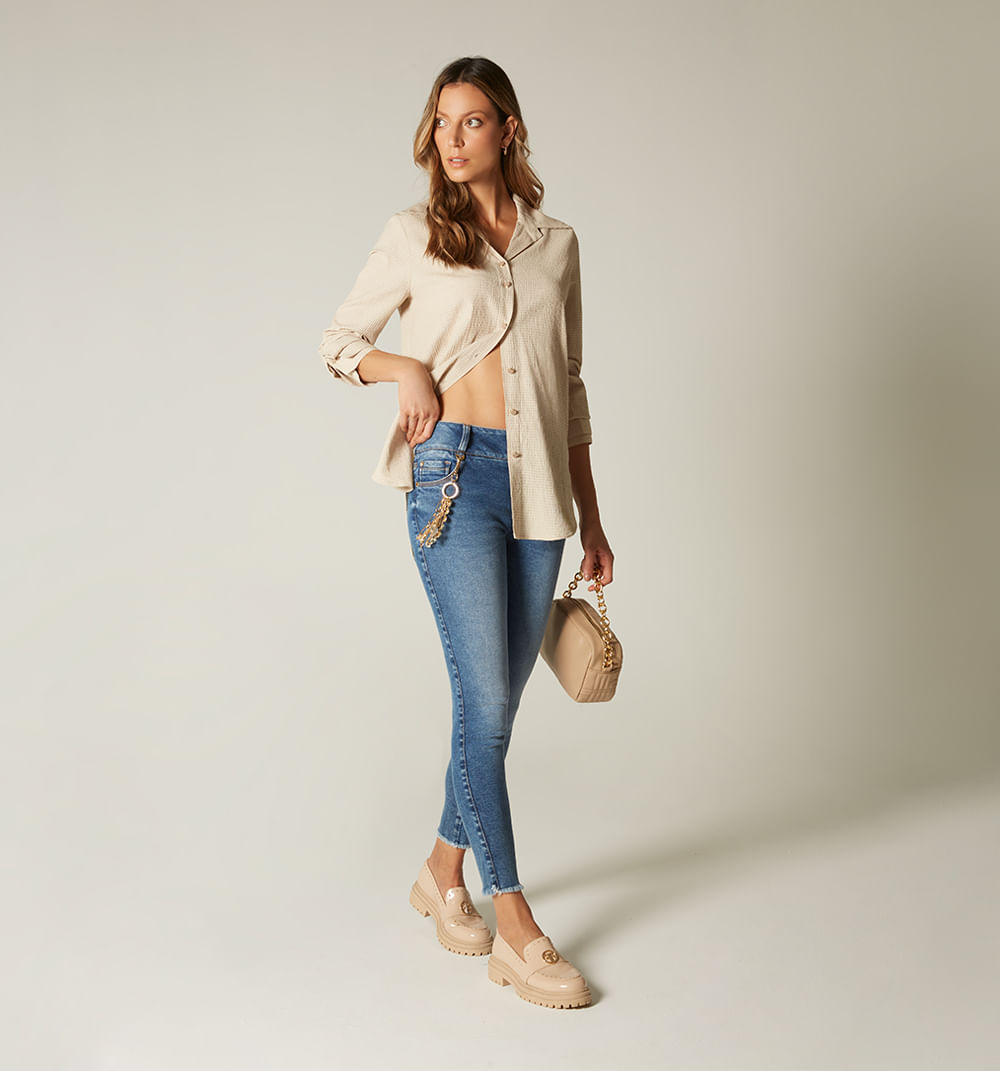 Jean  Skinny Tiro Medio,Cinco Bolsillos,