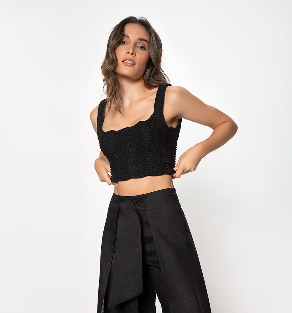 Crop Top Tejido Ondas En Relieve