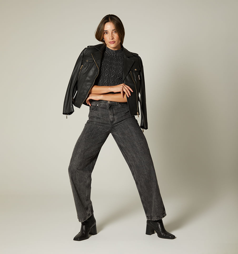 Chamarra Cuero Cinturon