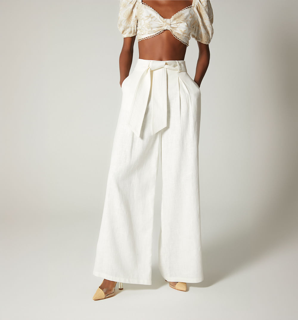 Pantalon Palazo Prenses, Cinturon Con Pe