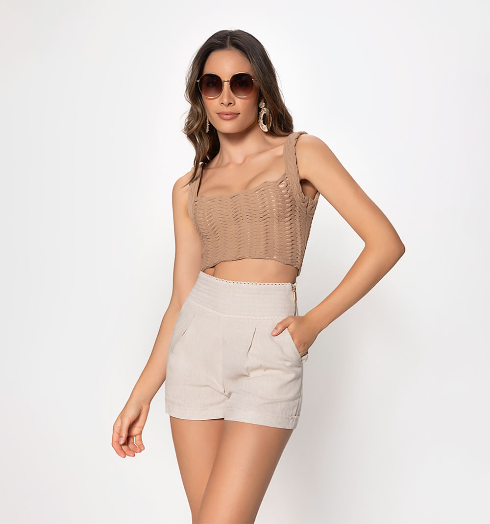 Crop Top Tejido Ondas En Relieve
