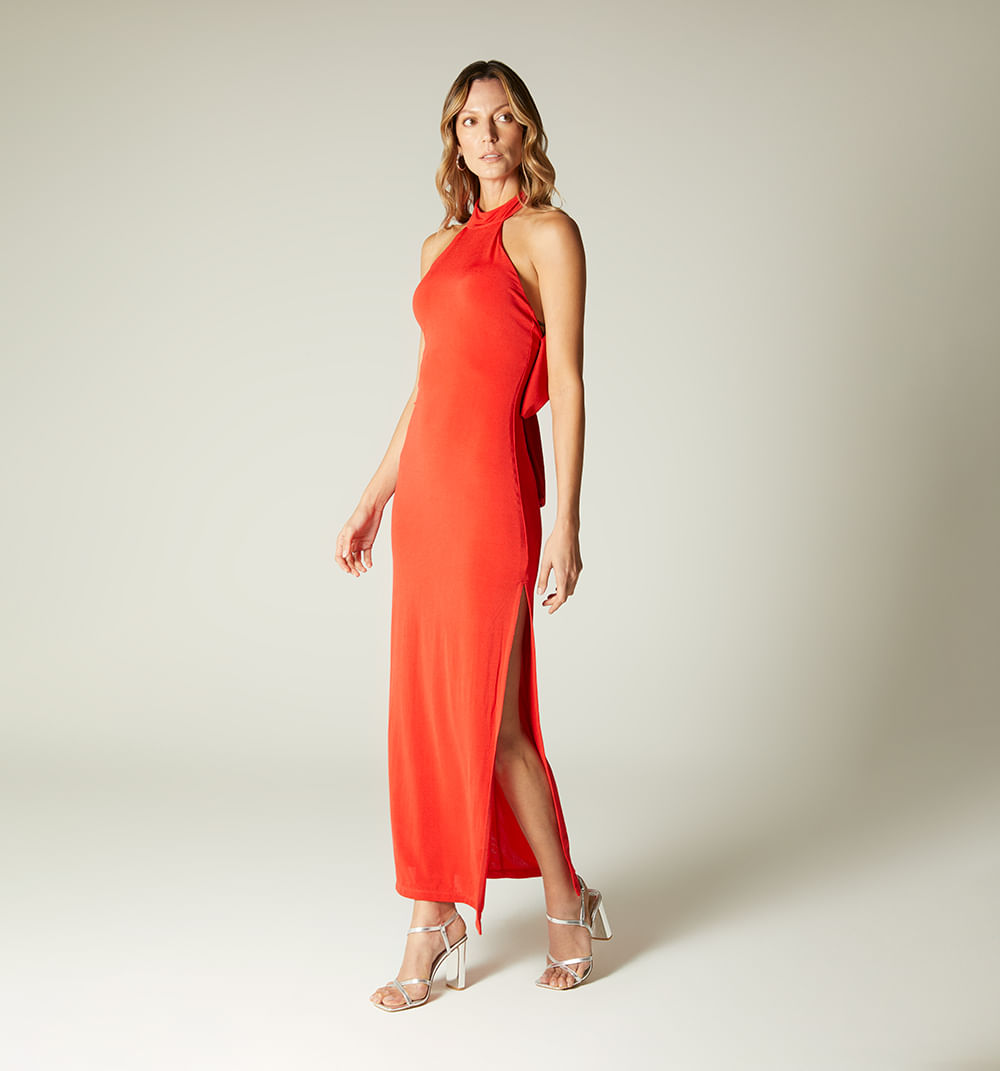 Vestido Largo Con Moño Grande