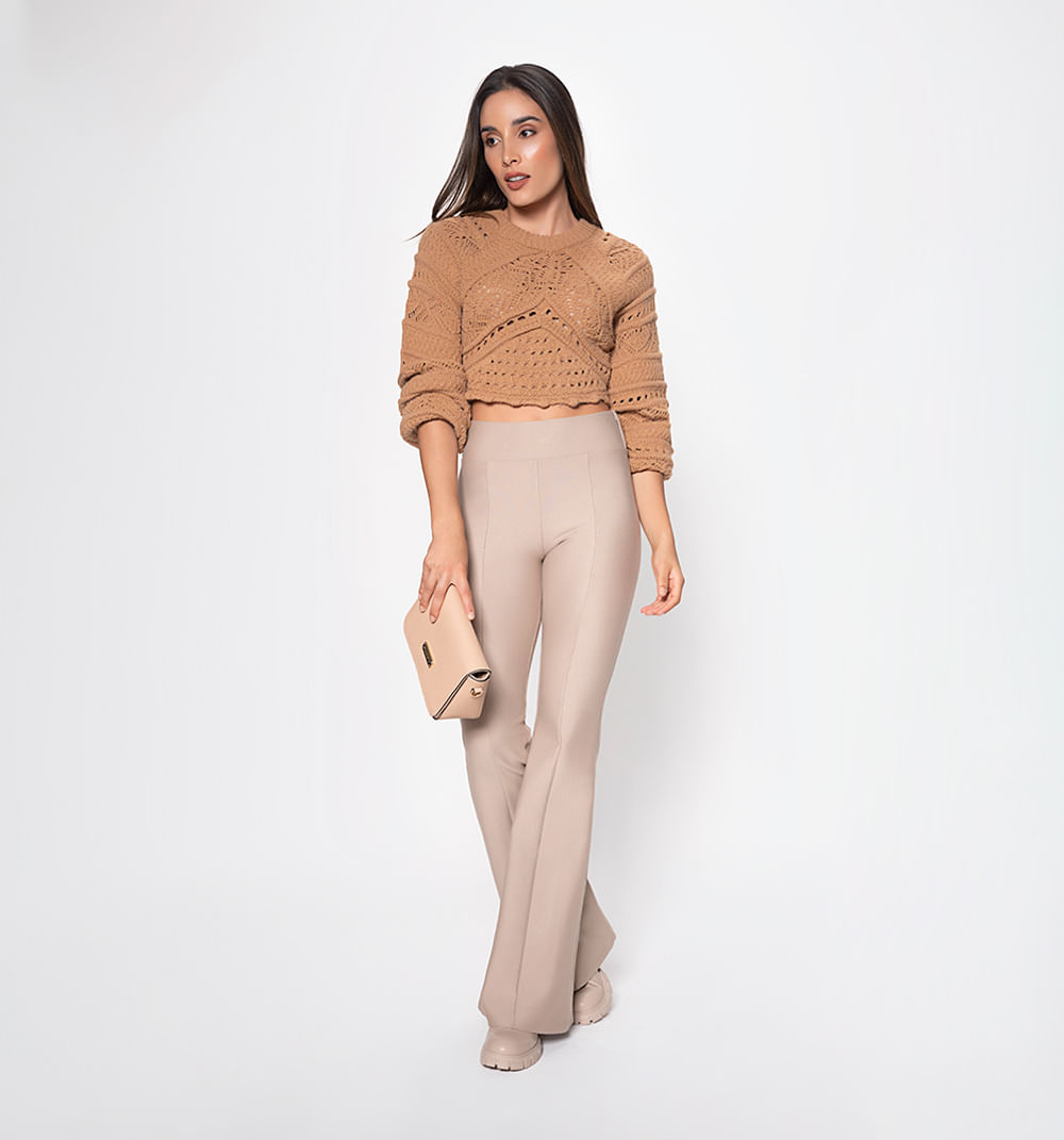 Suéter Suave Street One Studio Para Mujer - Cuello Redondo, Manga Larga, Detalles Acanalados, Estilo Casual Elegante