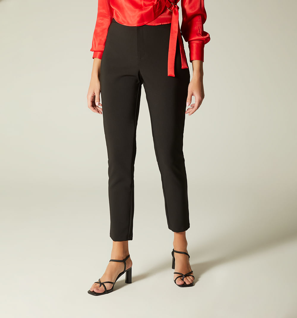 Pantalon Tiro Alto Con Ribete
