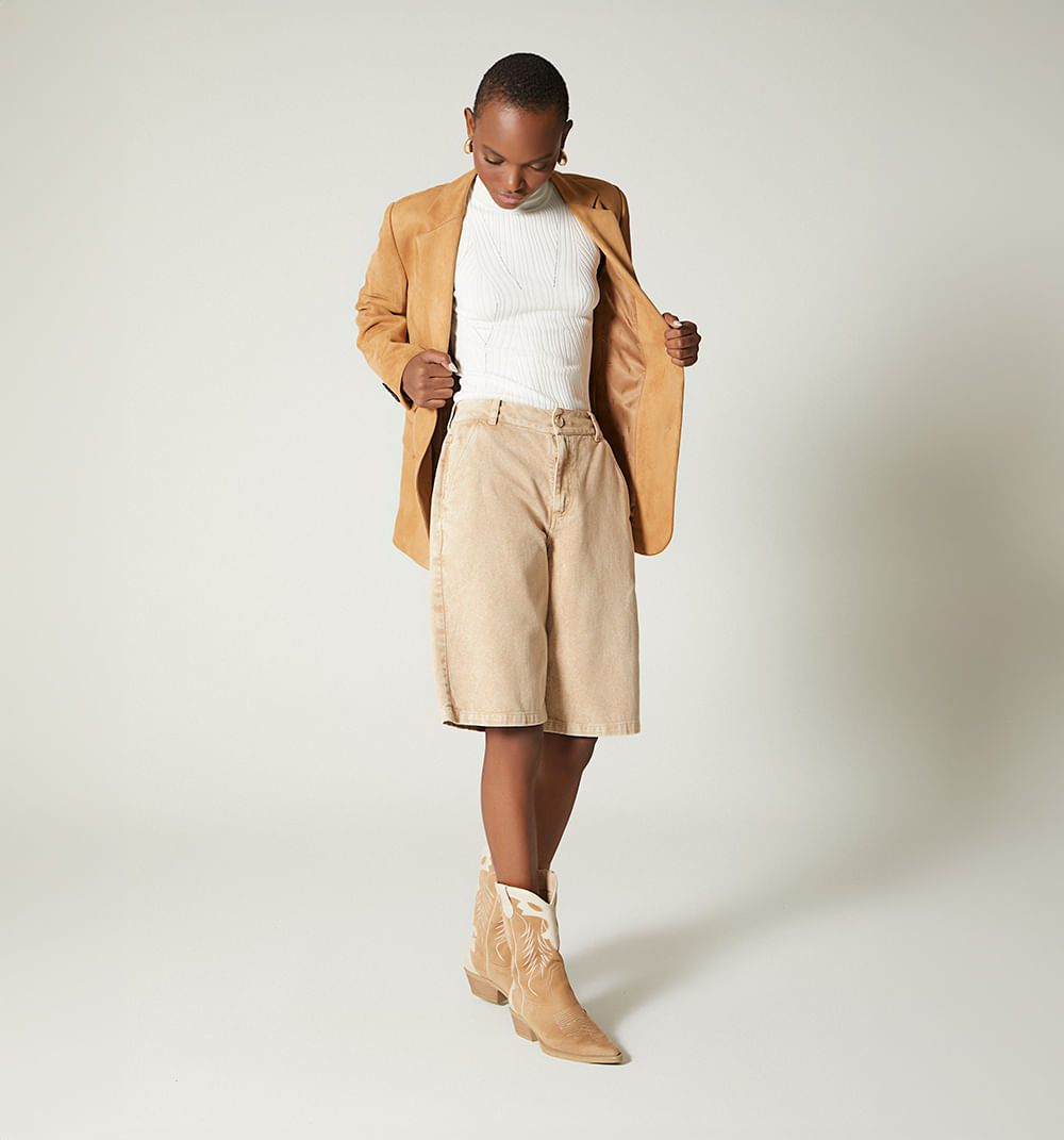 Blusa Manga Sisa Cuello Tortuga En Rib