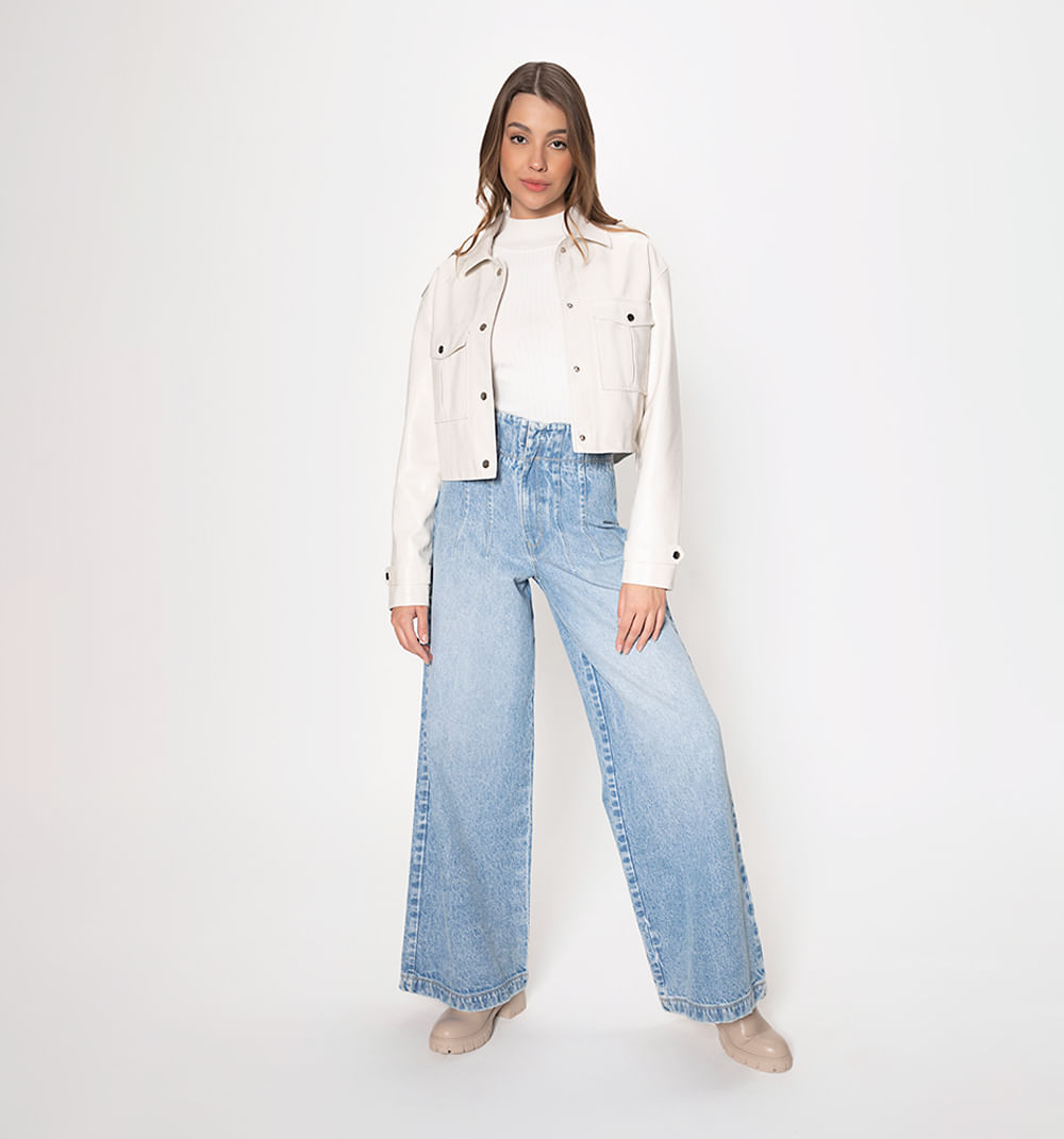 Chamarra Crop Cuero Sintetico Tipo Croco