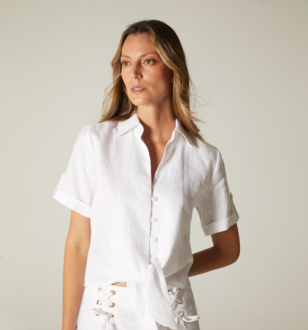 Blusa Manga Corta Con Amarre