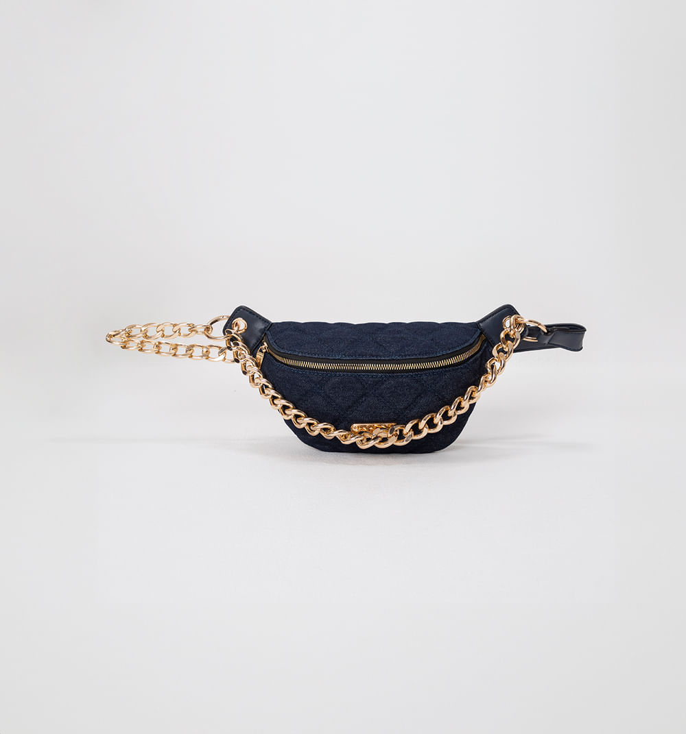 Bolso Tipo Canguro Acolchado En Denim Co