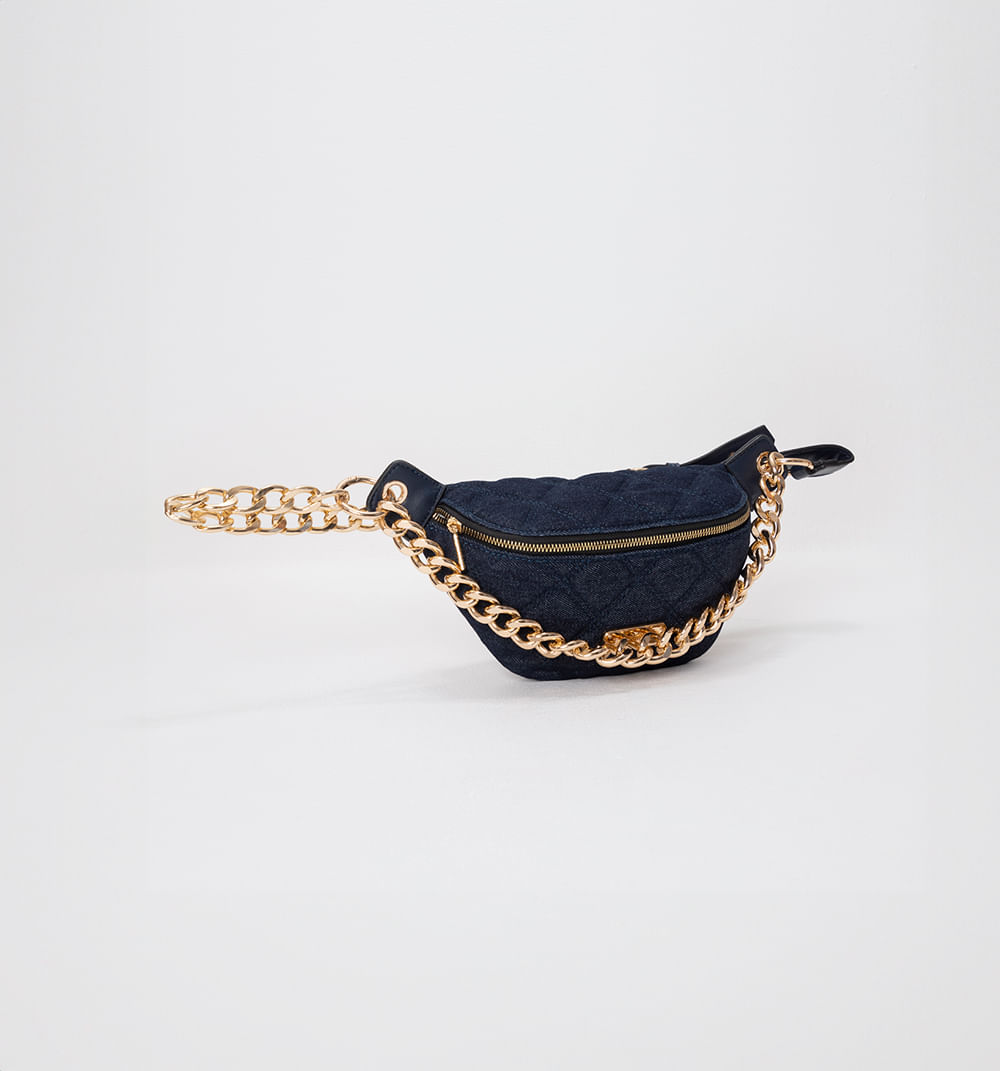 Bolso Tipo Canguro Acolchado En Denim Co