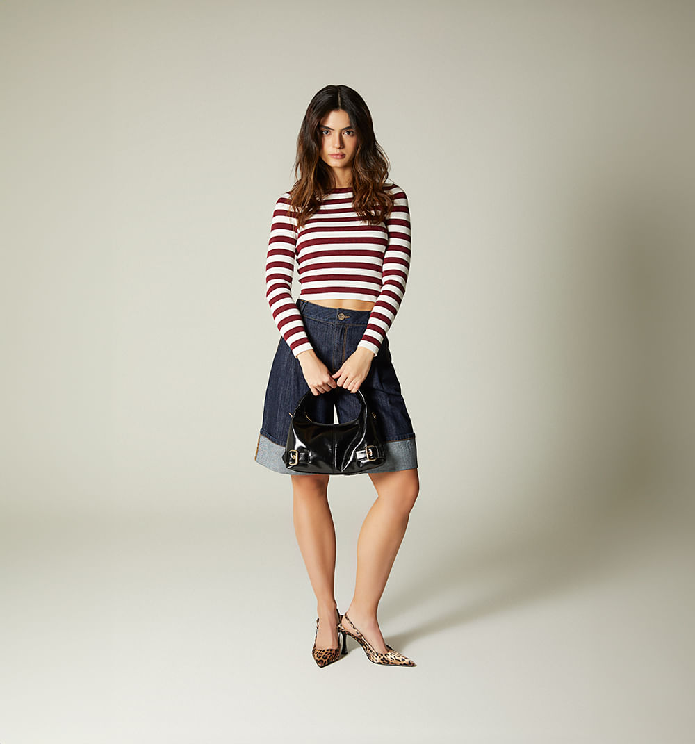 Blusa Manga Larga Tejida En Rayas