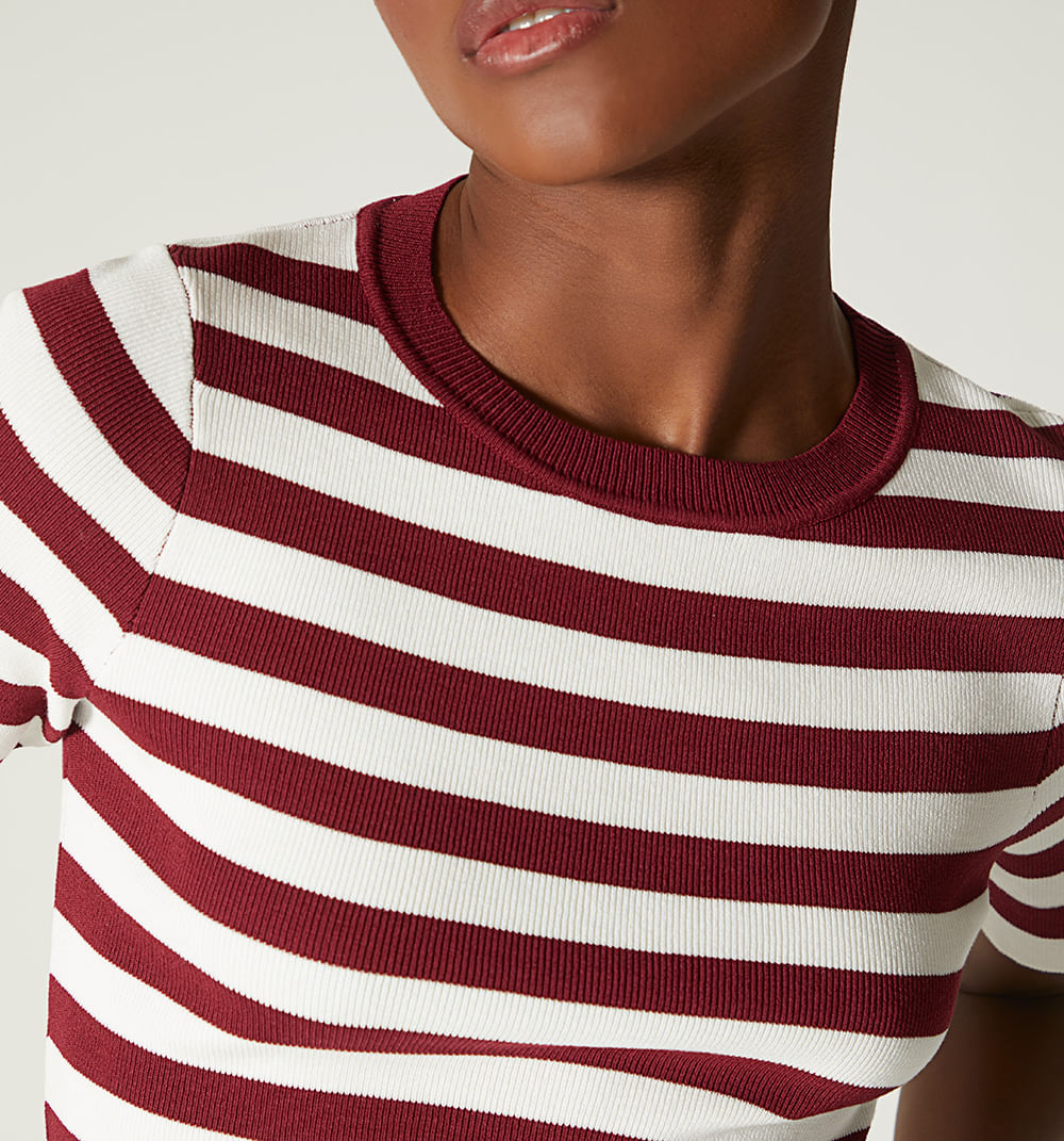 Blusa Manga Corta Tejida En Rayas