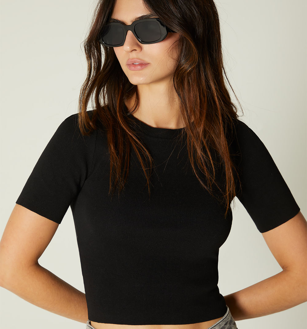 Blusa Manga Corta Cuello Redondo