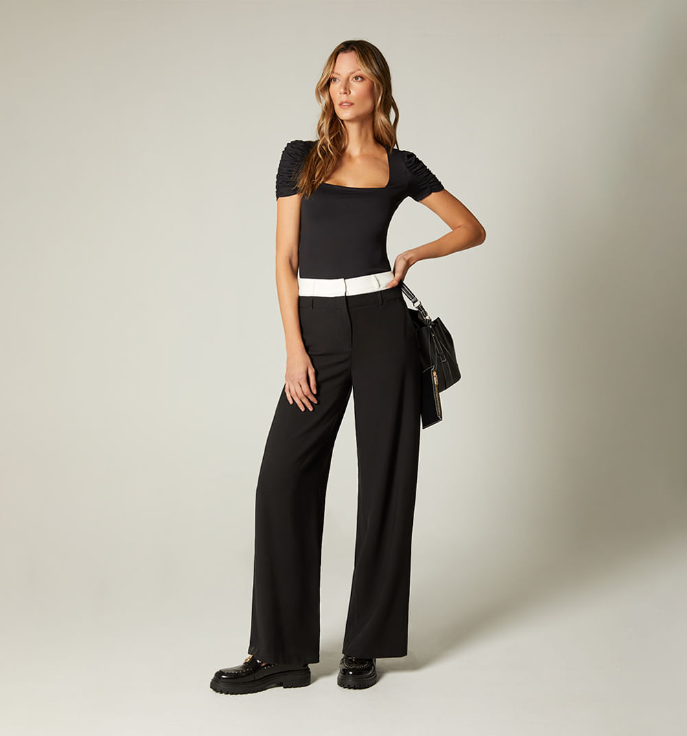 Pantalon Tiro Alto Con Doble Pretina
