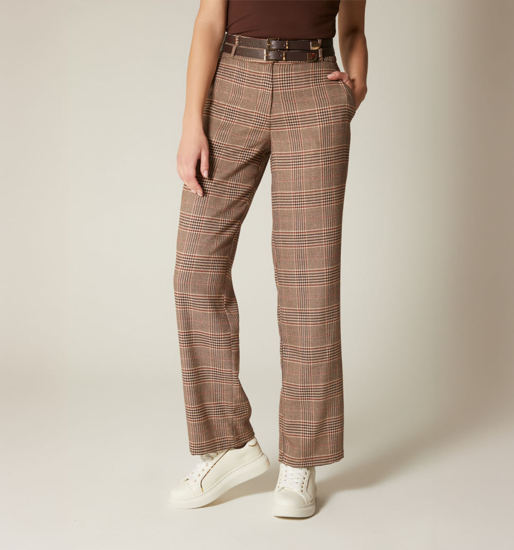 Pantalon Tiro Alto Bota Recta Con Correa