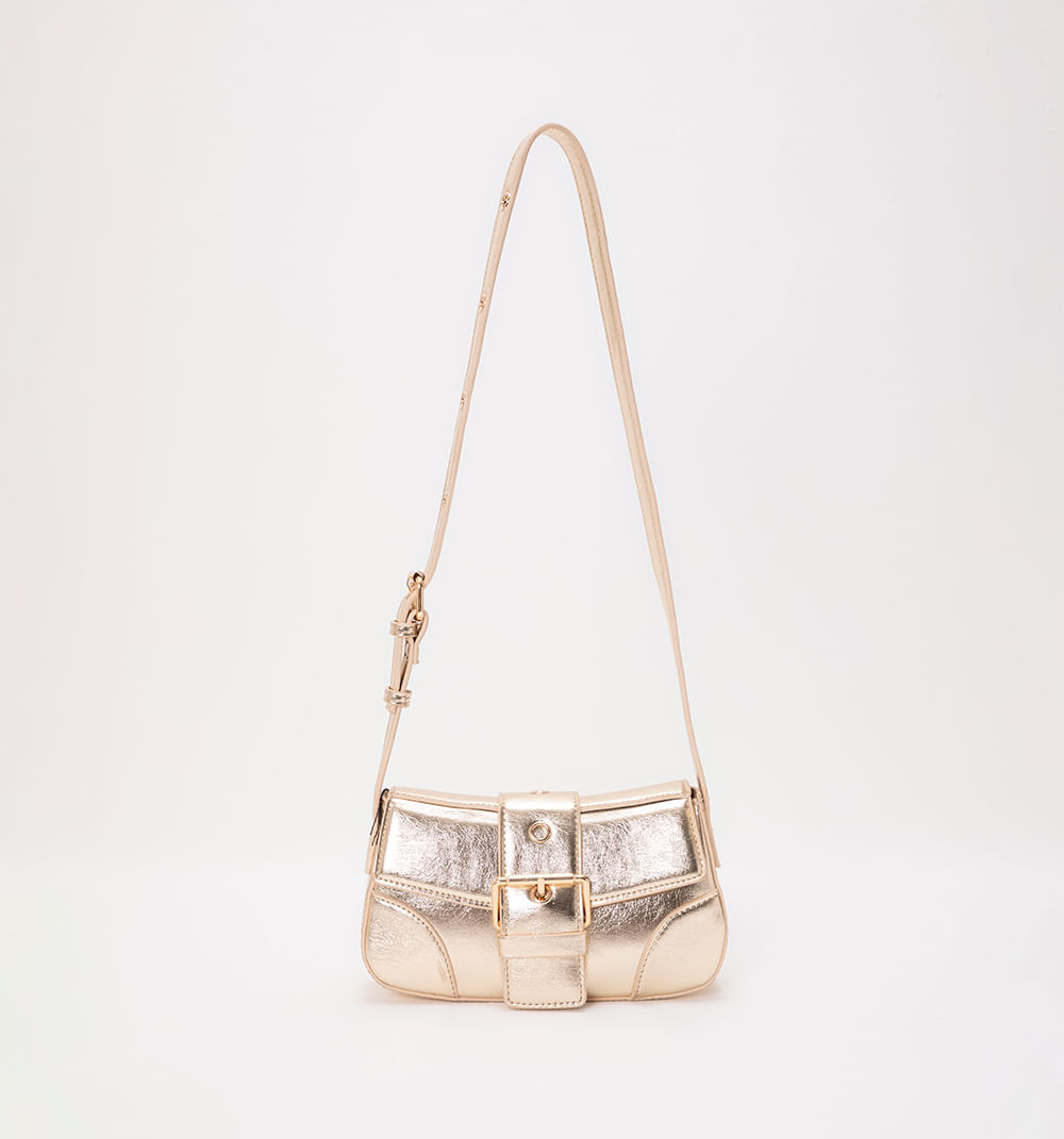 Bolso De Hombro Metalizado Con  Detalle
