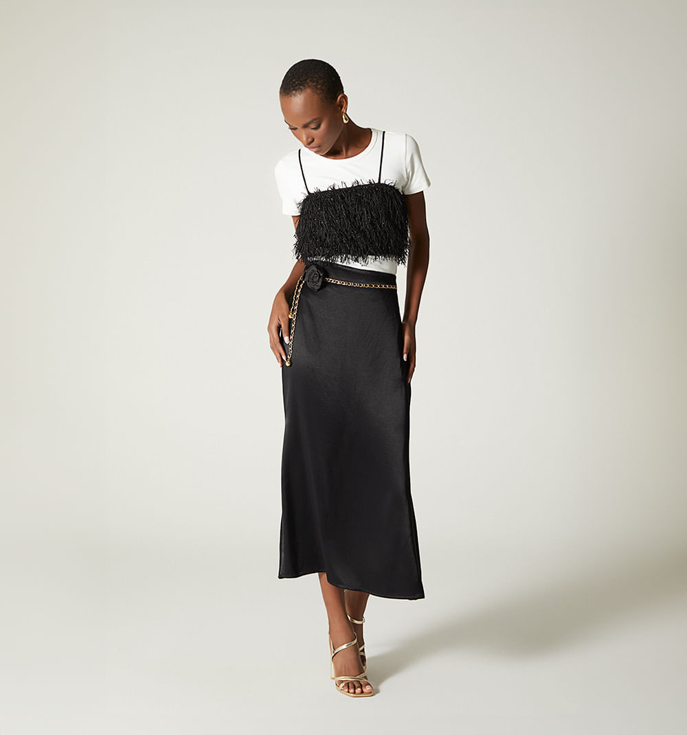 Blusa Crop Flecos