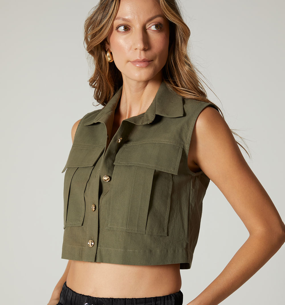 Crop  Sisa, Cuello Almilla Y Bolsillos