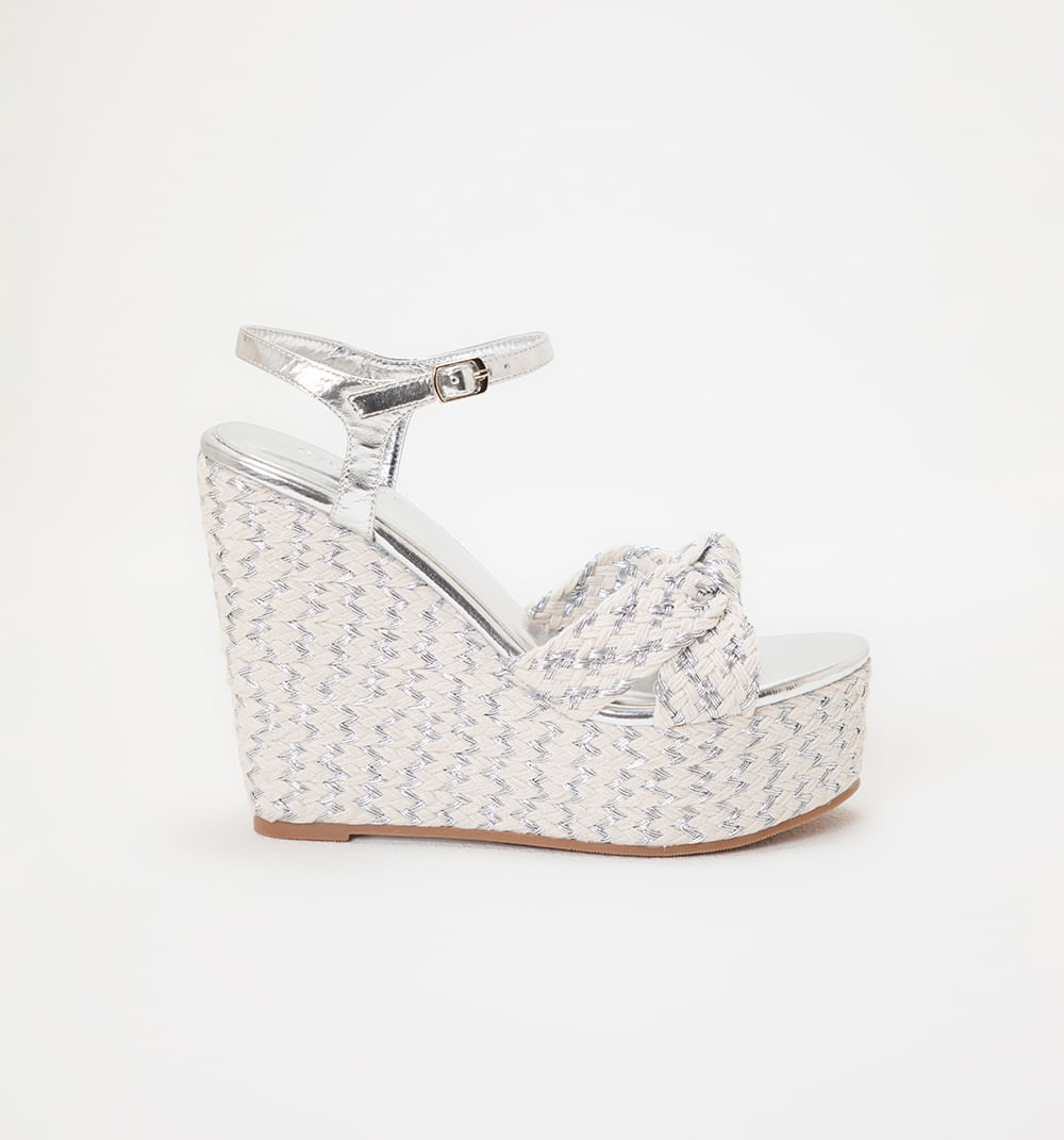 Sandalia Plataforma Cruzada Con Lurex