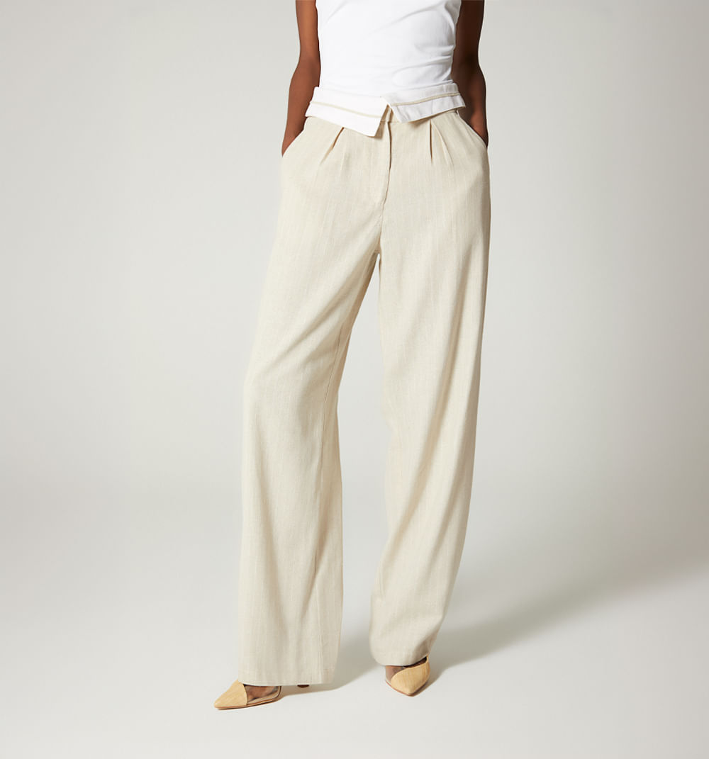 Pantalon Palazo Tiro Alto Pretina Combin