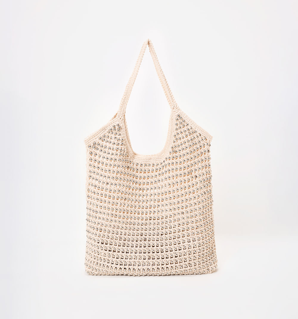 Bolso Tejido Con Piedras Metalicas