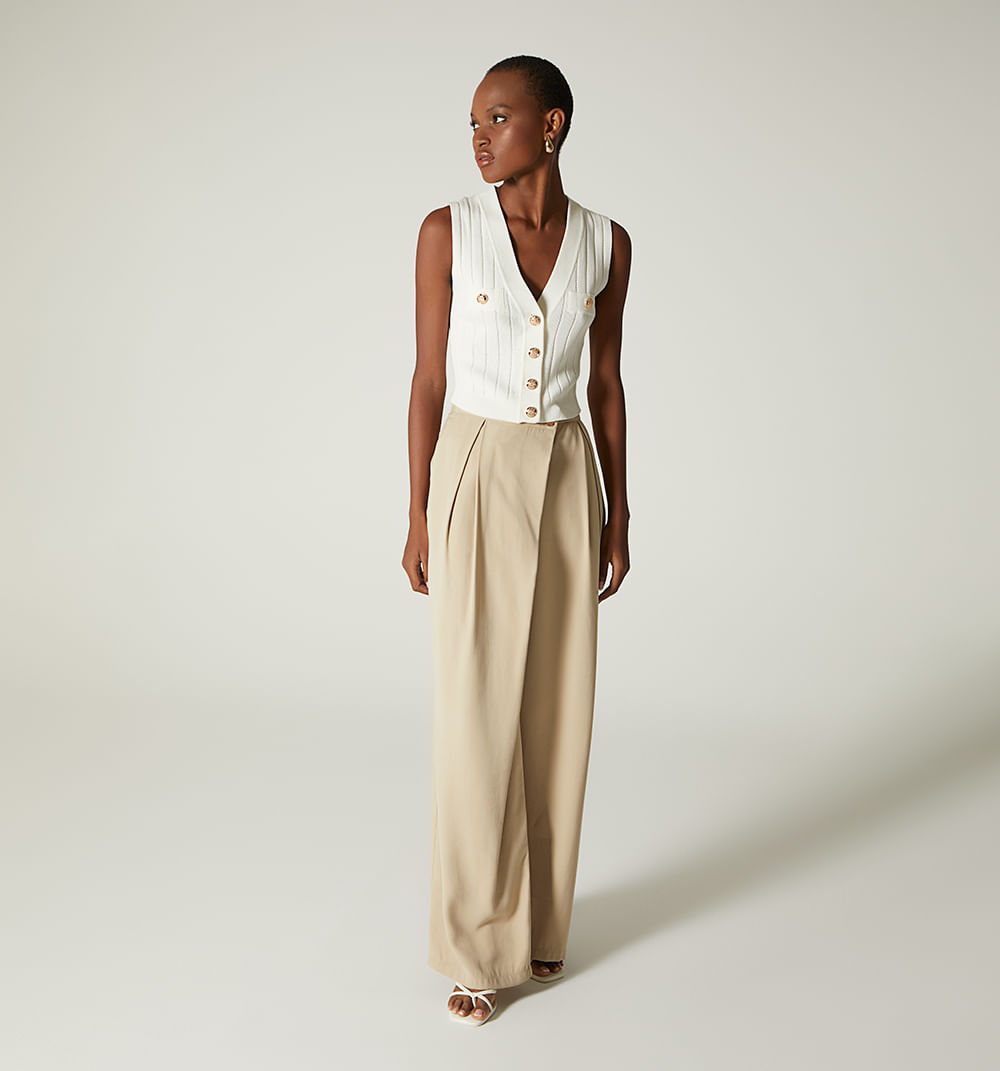 Blusa Tejida Manga Sisa Con Cuello V