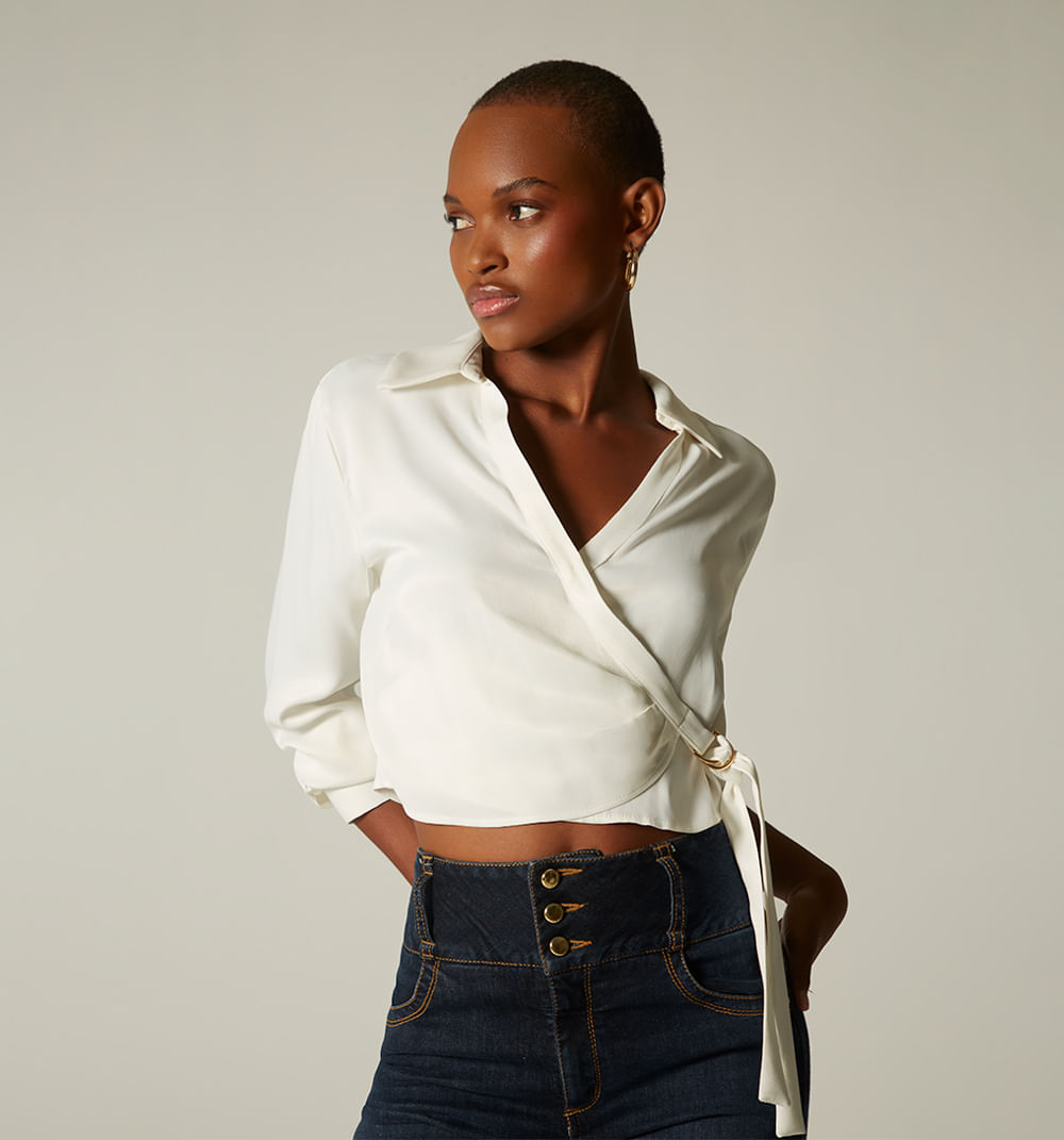 Blusa  Manga Larga Frente Cruzado