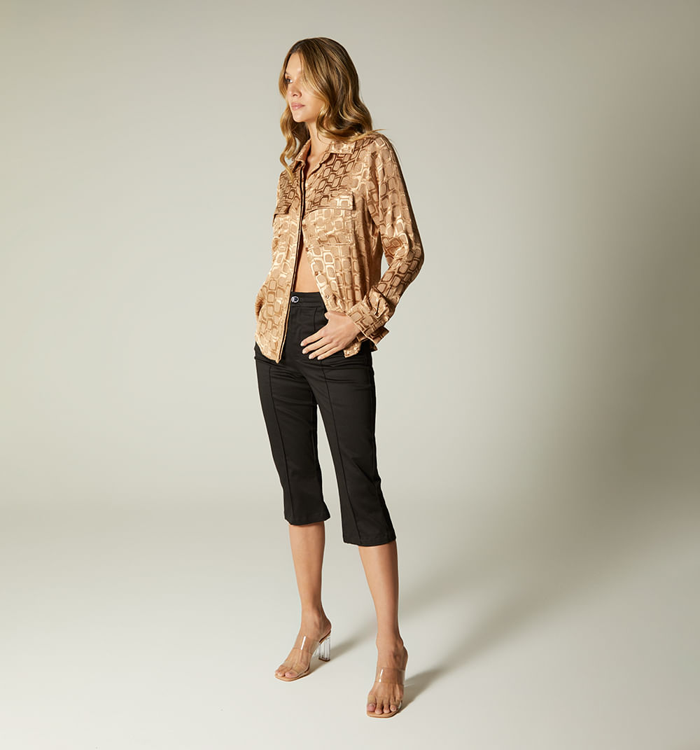 Blusa Camisera Con Bolsillos