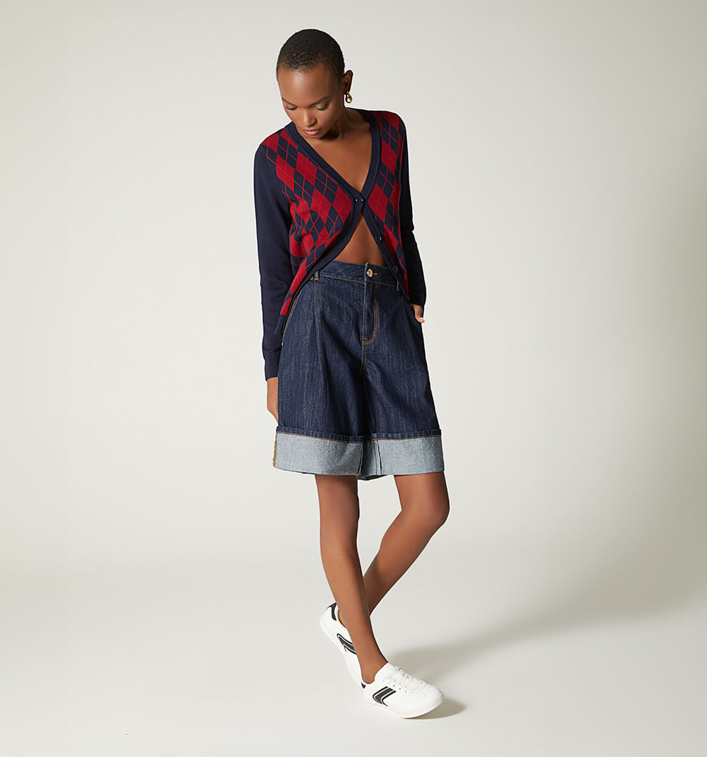 Sueter Tejido Manga Larga 4 Botones