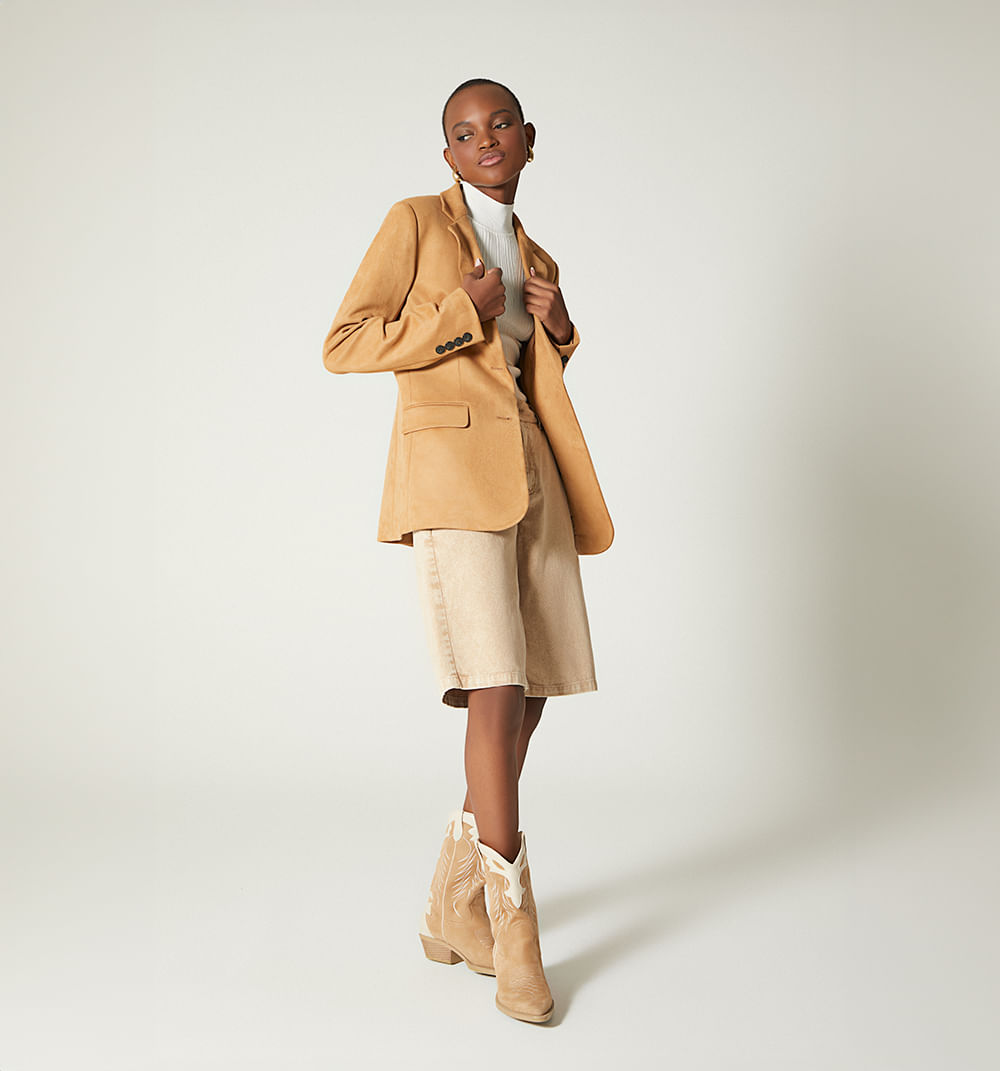 Blazer Dos Botones Tejidos Suede
