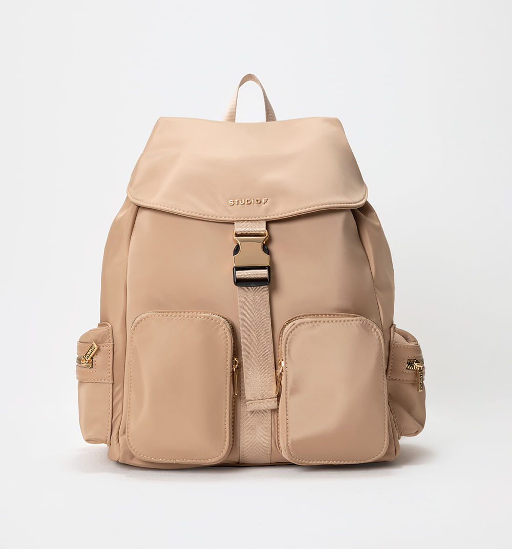 Bolso  Morral  Nylon Con Bolsillos Utili