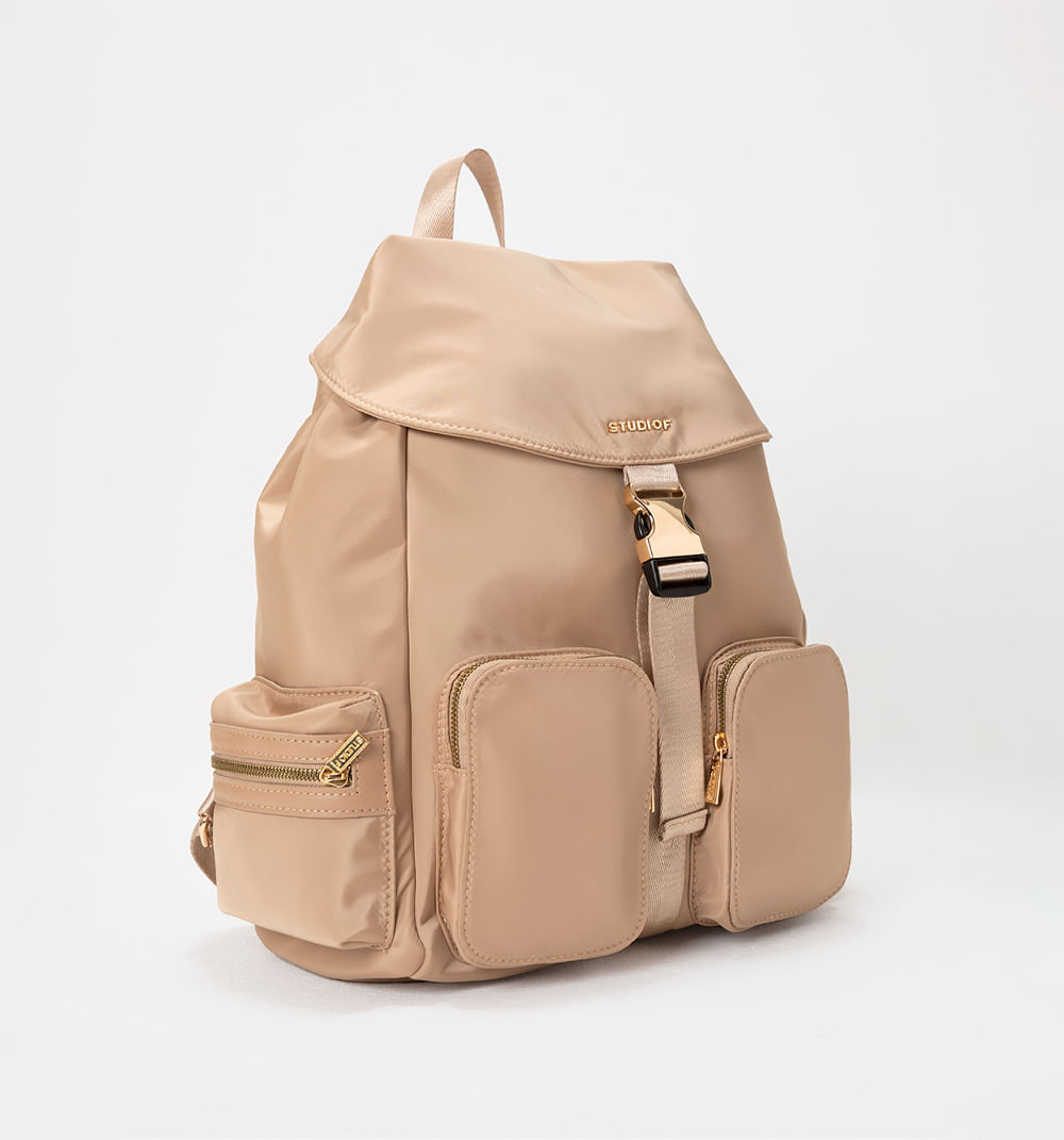 Bolso  Morral  Nylon Con Bolsillos Utili